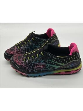 Skechers Black Athletic Shoes with Pink, Blue & Lime Accents